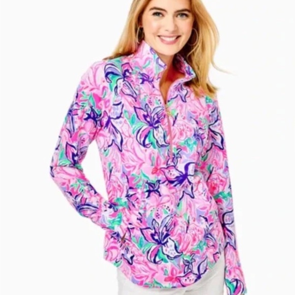 Lilly Pulitzer UPF 50+ Skipper Popover Multi Isn't She Lilly XXL  EUC Pink L/N - Picture 1 of 3